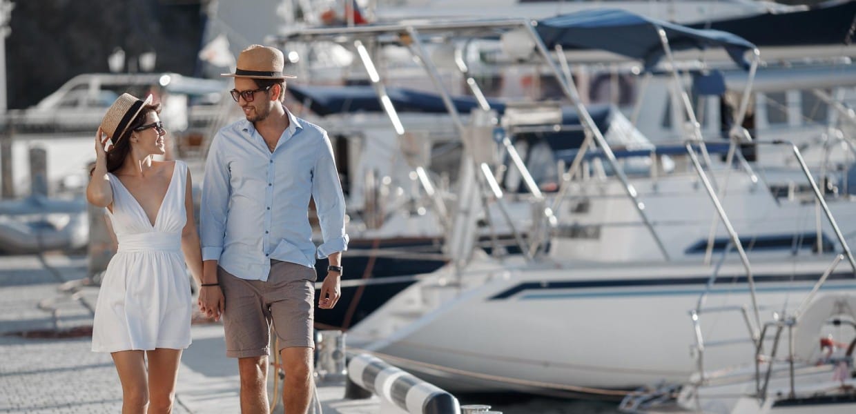 A yacht crew preparing for departure